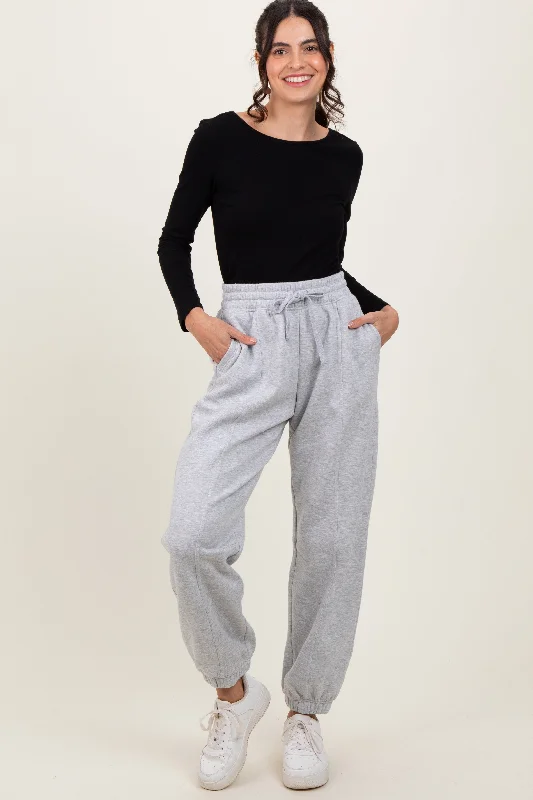 Heather Grey Drawstring Relaxed Fit Sweatpants