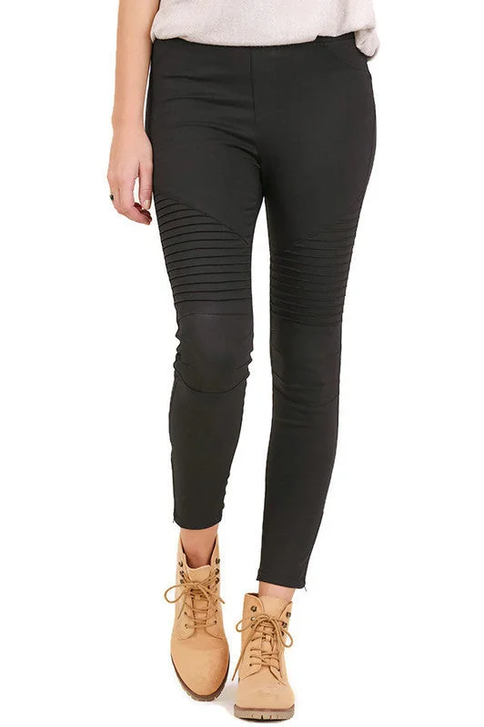 Washed Moto Jeggings, Black