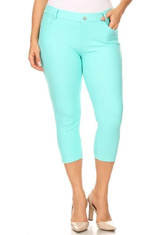 Turquoise Denim Capri Jeggings