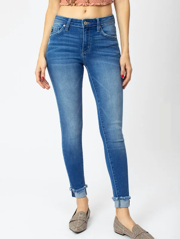 Curvy Mikaela High Rise Distressed Ankle Skinny Jean By KanCan