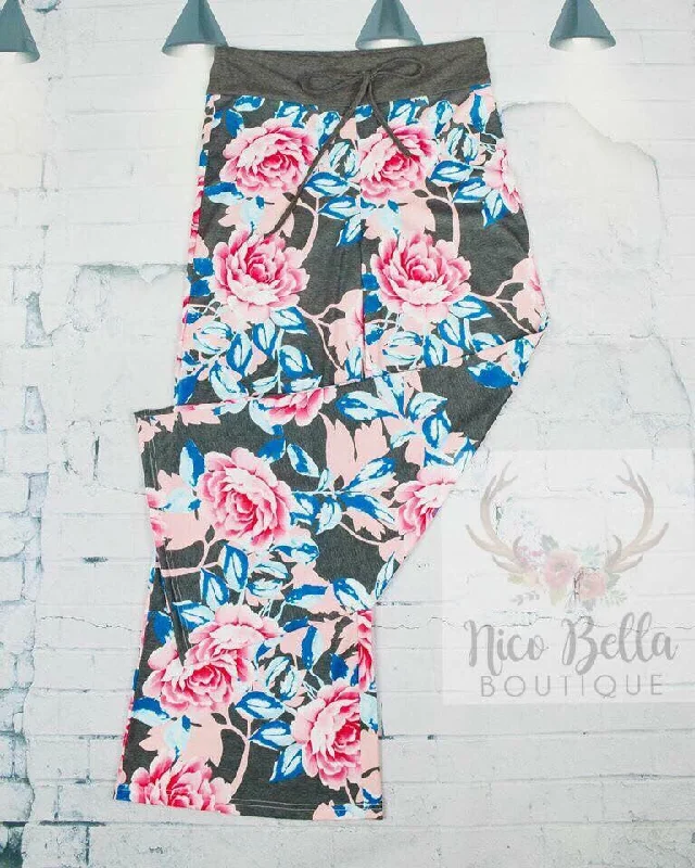 Pink & Blue Floral Lounge Pants