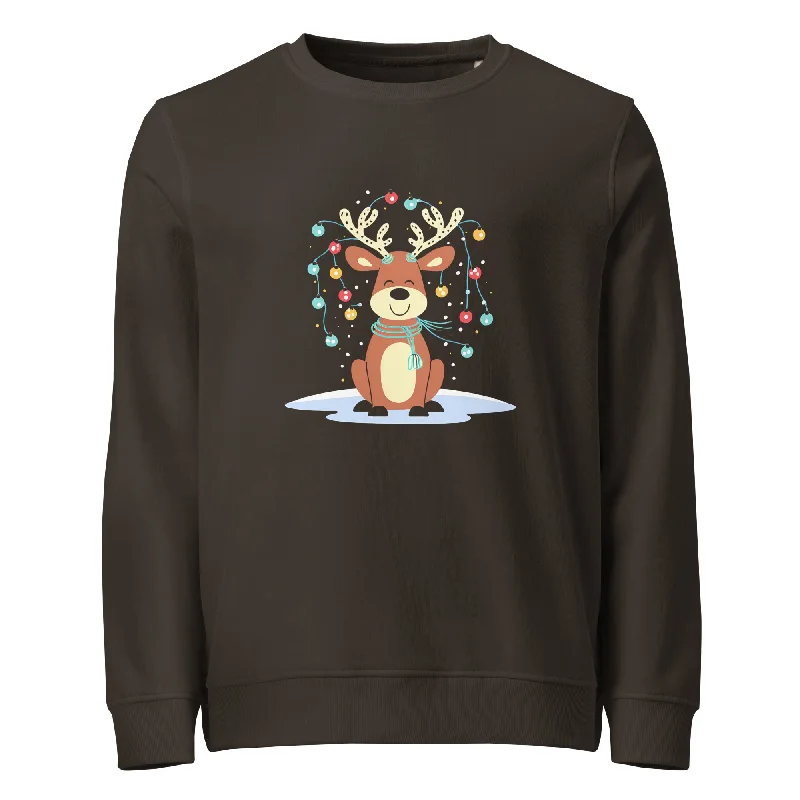 Brightful Reindeer Christmas Graphic Women Organic Sweatshirt