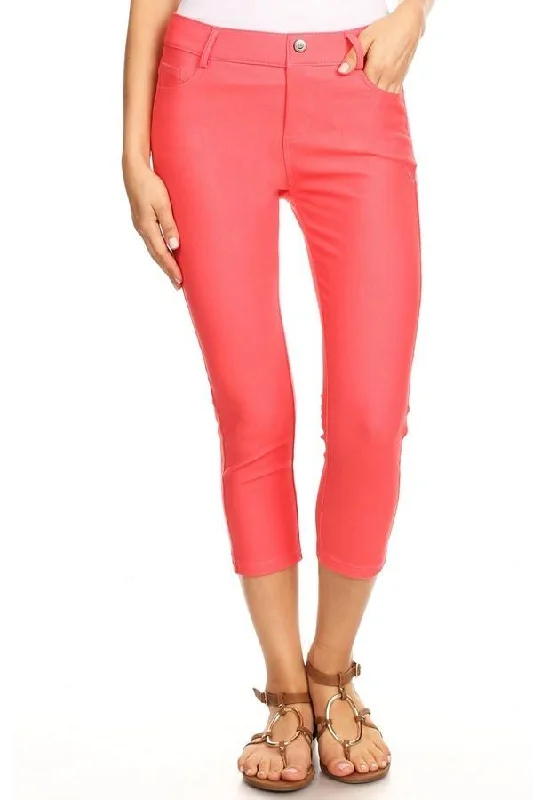 Coral Denim Capri Jeggings