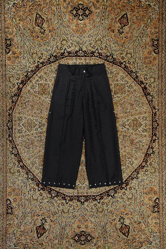 Omar Afridi RIVETED WIDE CROPPED TROUSERS (GREY)