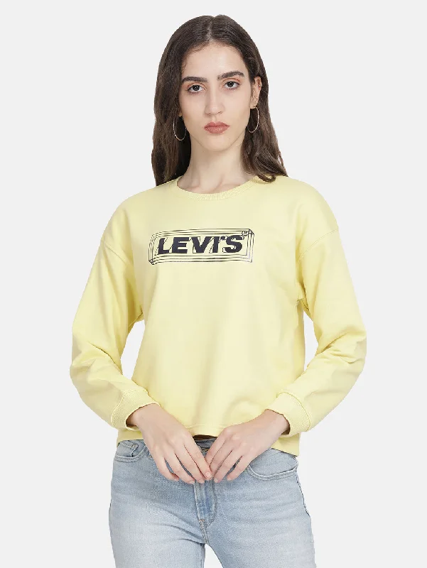 Women's Yellow Regular Fit Sweatshirt