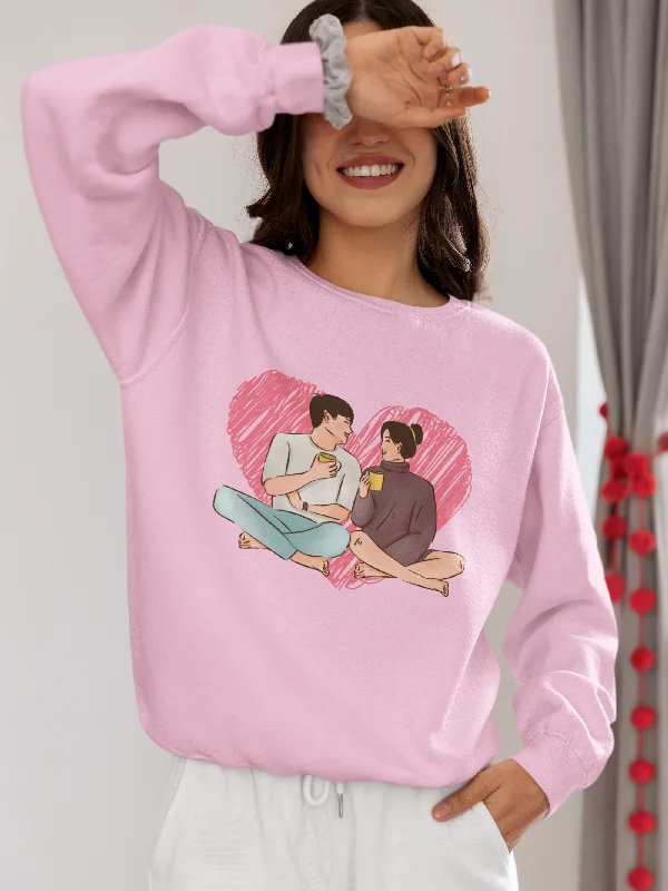 Women Light Pink Sweatshirt Perfect Coffee Date