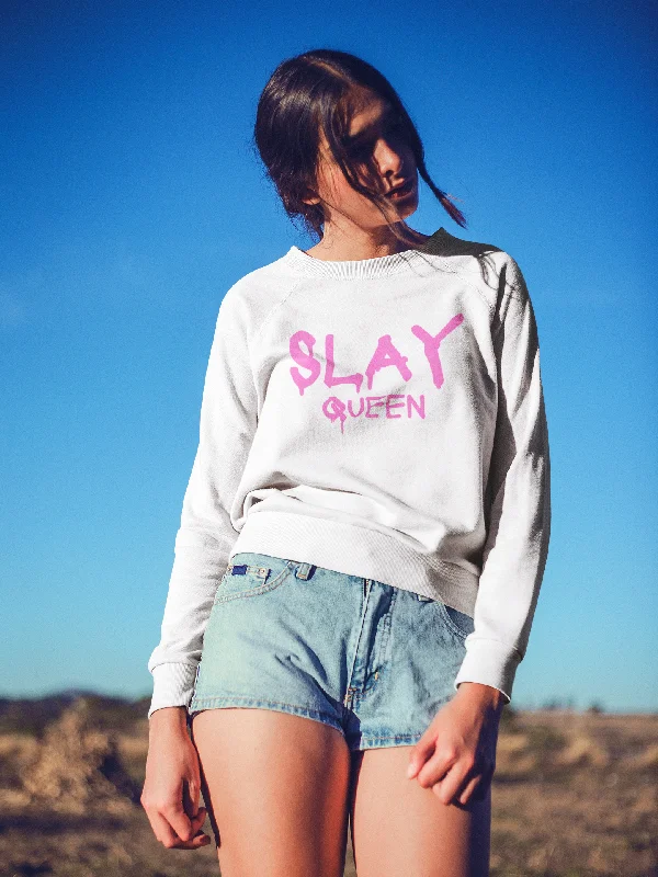 Women White Sweatshirt Slay Queen