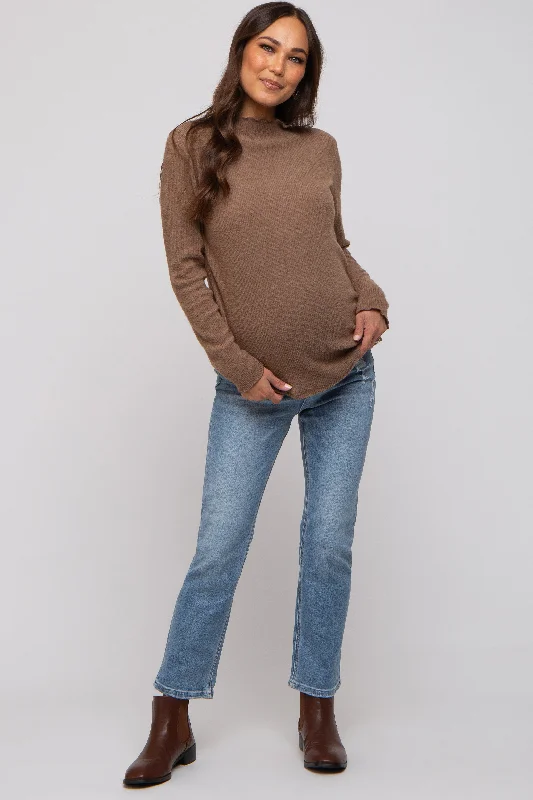 Light Blue Distressed Crop Maternity Jeans