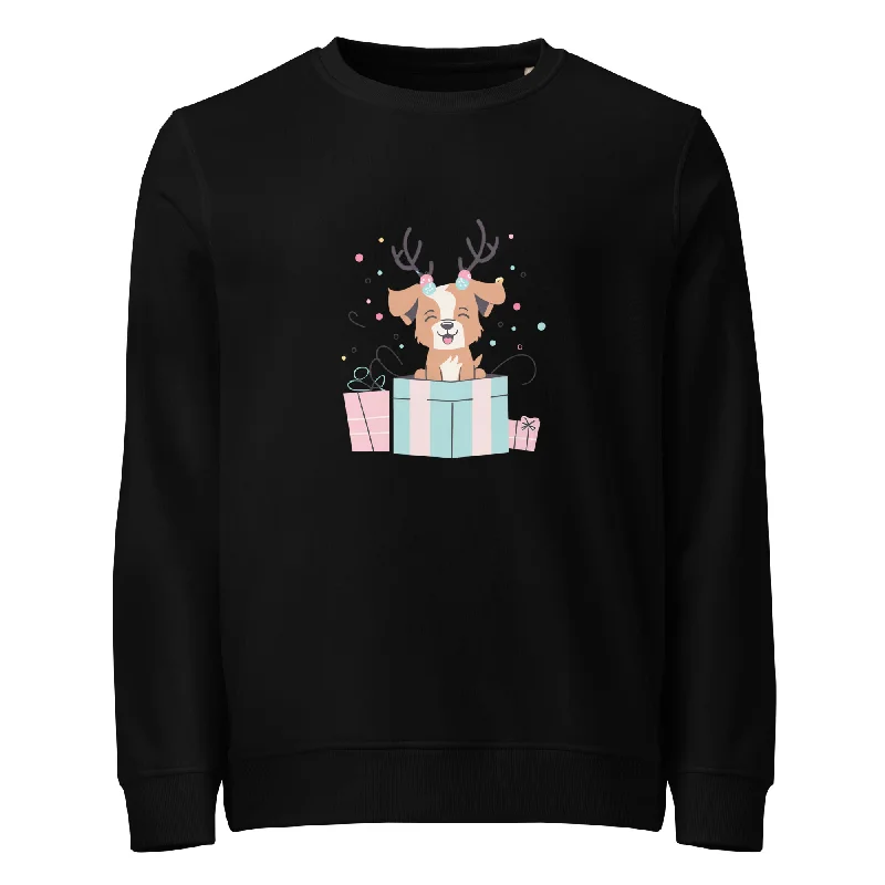 Puppy Surprise Christmas Graphic Women Organic Sweatshirt