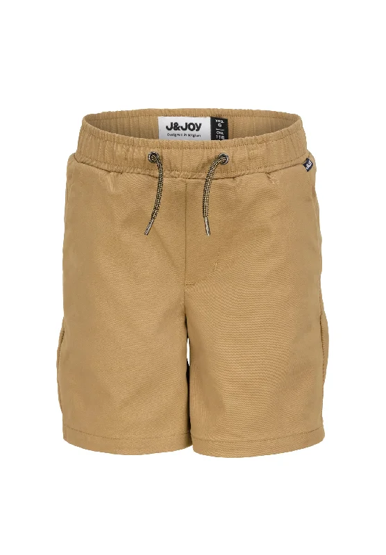 Short chino garçon beige, coupe droite, taille elastiquée