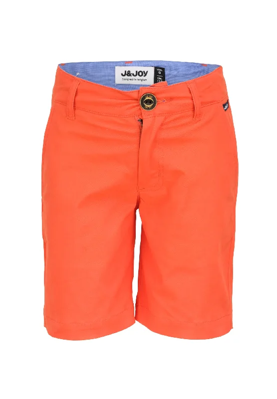 Short chino garçon en coton stretch orange