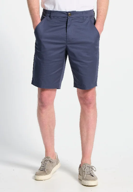 Short chino homme en coton stretch bleu foncé