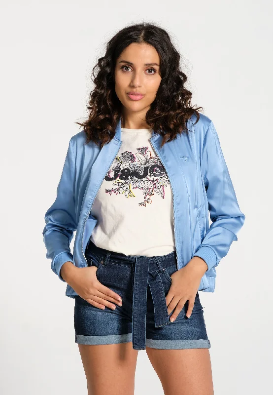 Sweatshirt femme bleu clair uni style bomber