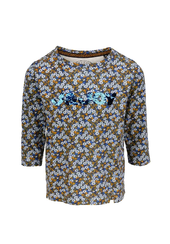 T-shirt longues manches filles imprimé floral et logo J&JOY