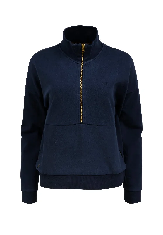 Sweatshirt femme à col zippé et intérieur fleuri