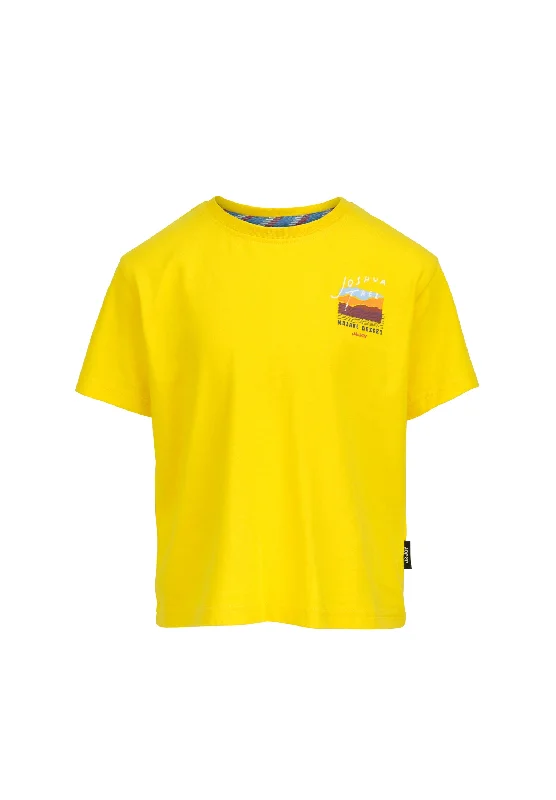 T-shirt garçon jaune pistache motif derrière