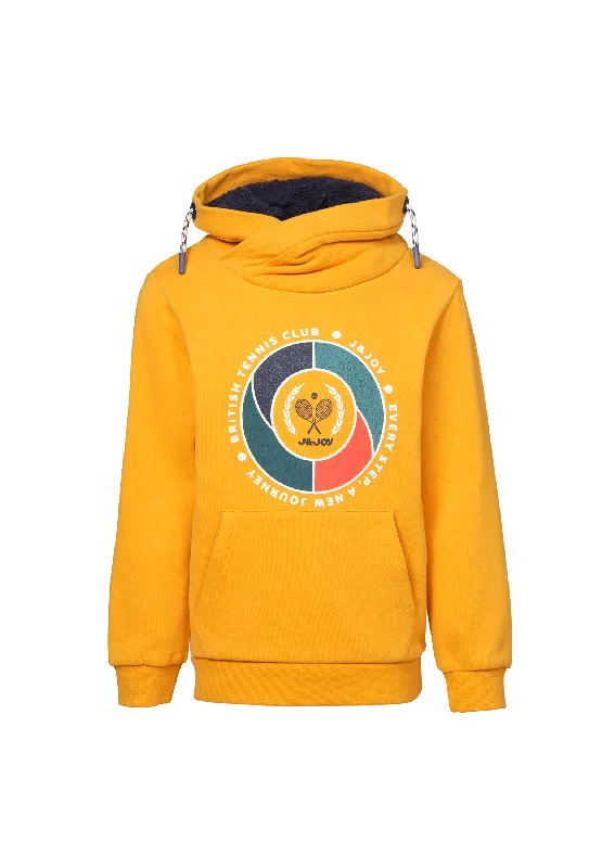 Sweatshirt garçon jaune moutarde avec logo tennis