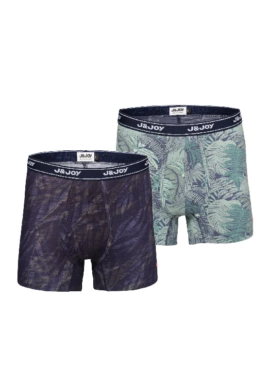 Pack de 2 boxers homme végétal kaki et bleu