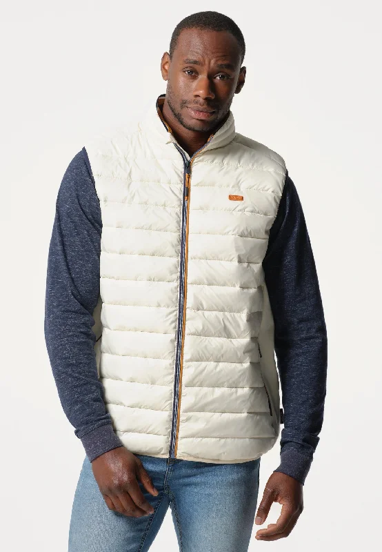 Veste homme sans manches beige façon doudoune