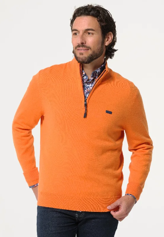 Pull homme orange à col montant