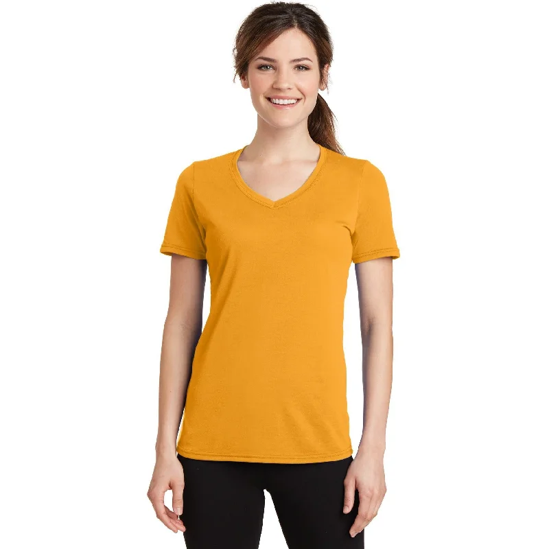 CLOSEOUT - Port & Company Ladies Performance Blend V-Neck Tee