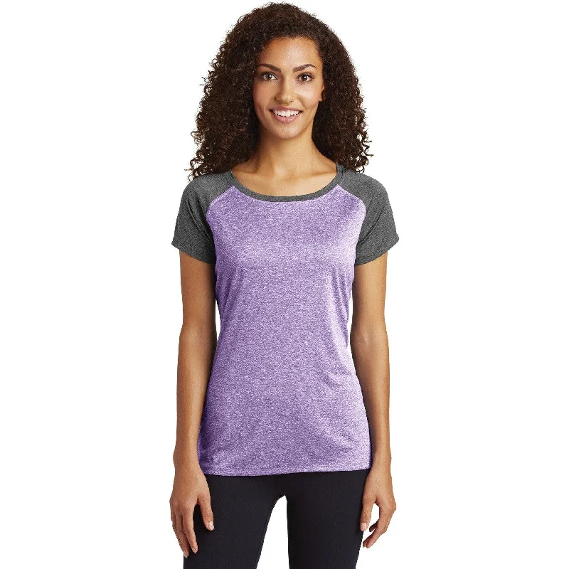 CLOSEOUT - Sport-Tek Ladies Heather-On-Heather Contender Scoop Neck Tee