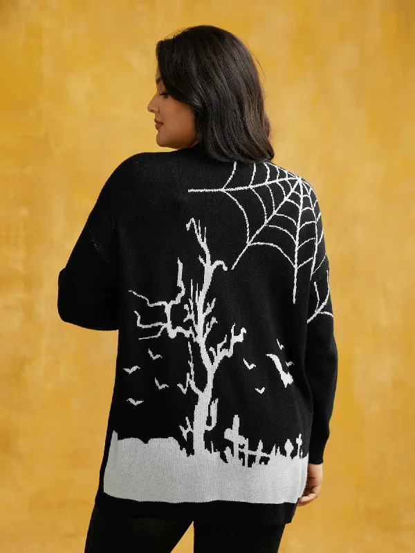 After Midnight Bat Jacquard Printed Cardigan