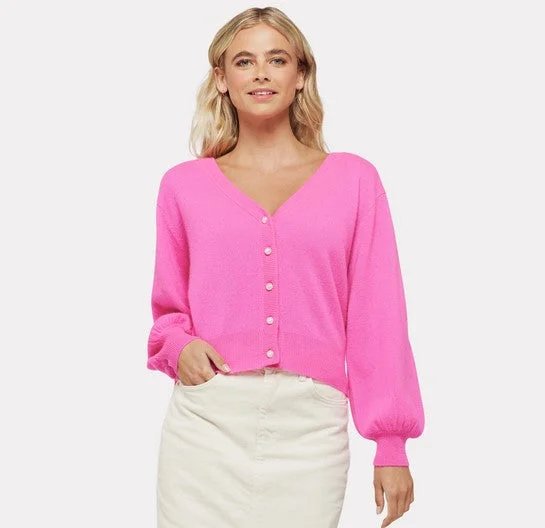 Brodie Cashmere Caroline Cardi - Barbie Pink