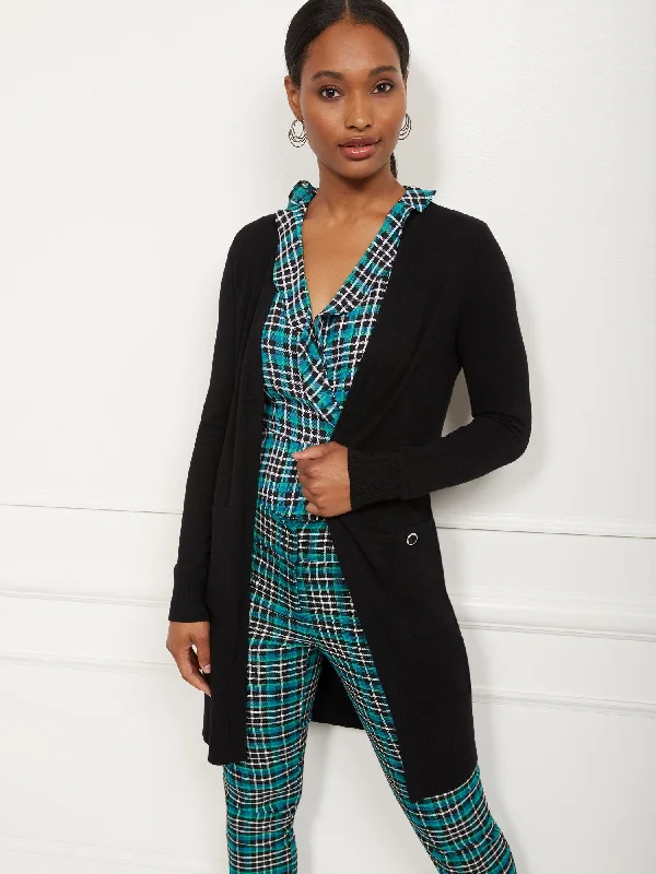 Button-Accent Open-Front Cardigan - 7th Avenue