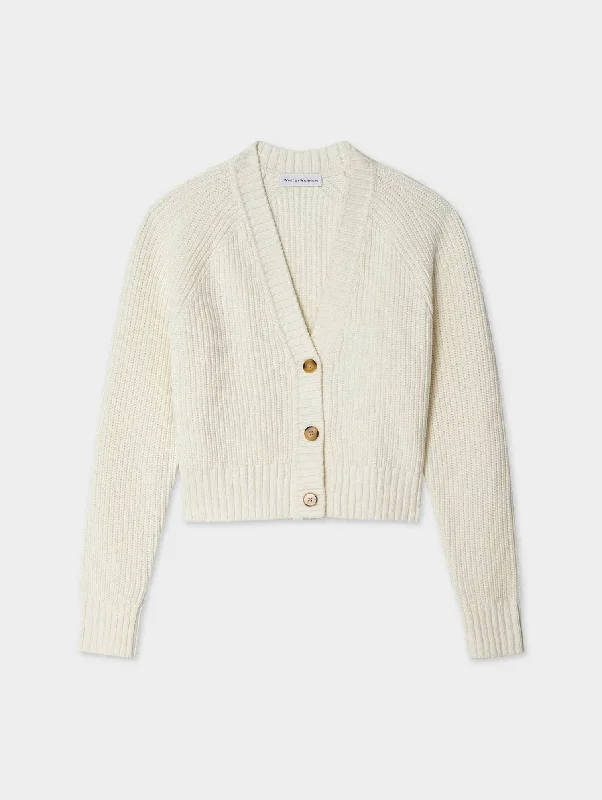 Cotton Linen Button Cardigan In White