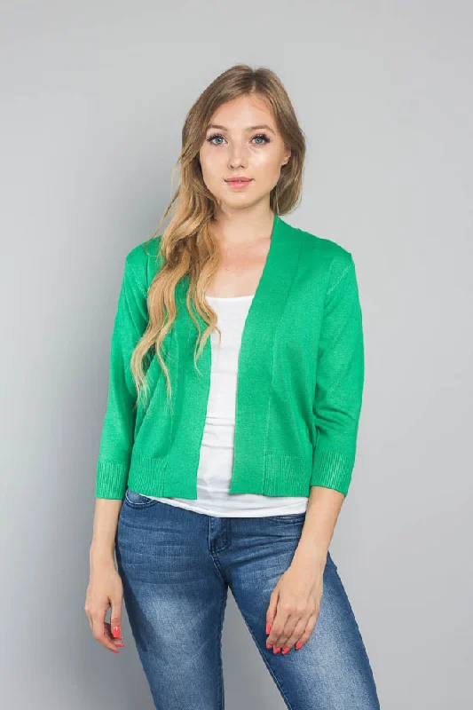 Women's Classic 3/4 Sleeve Cropped Cardigan