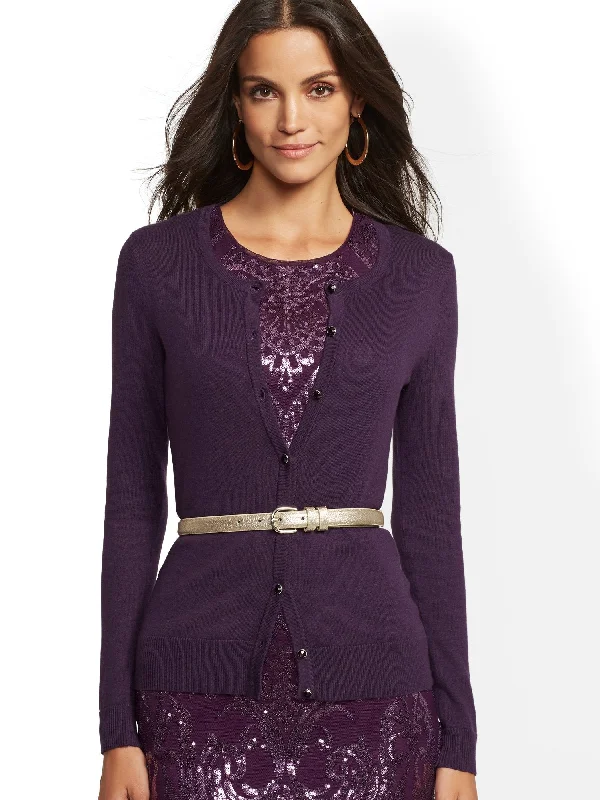 Jeweled Crewneck Chelsea Cardigan - 7th Avenue