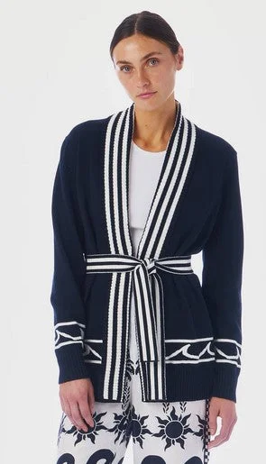 Le Superbe White Cap Cardigan - Navy/White