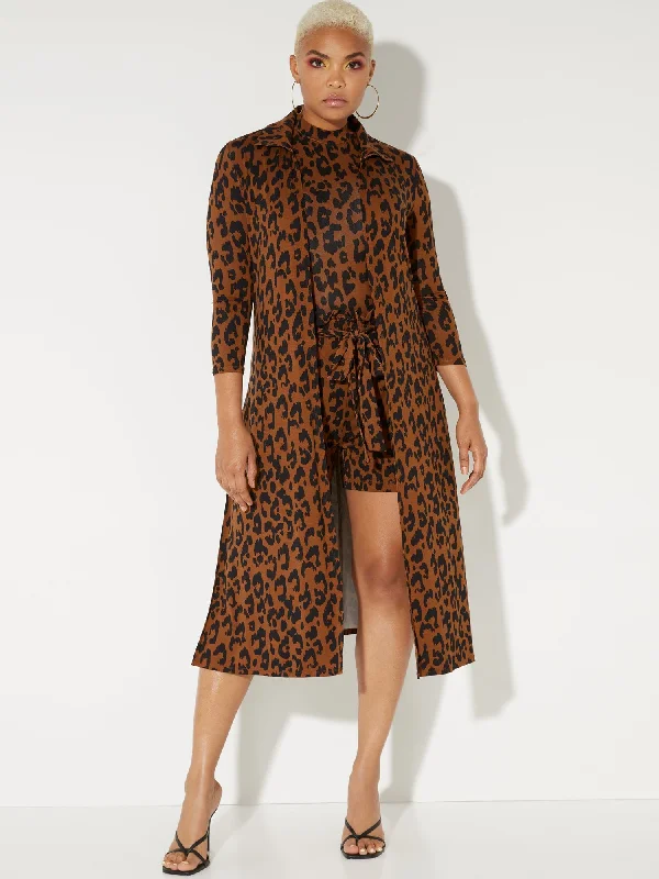 Leopard-Print 3/4-Sleeve Duster - NY&C Style System