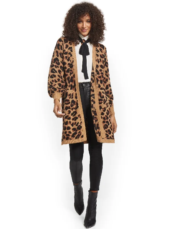 Leopard-Print Duster Cardigan