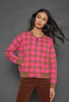 Lisa Todd Hound Around Sweater Jacket - Camel/Neon Pink