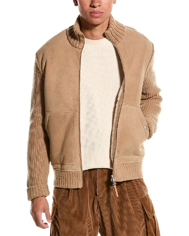 Moncler Wool & Leather Cardigan