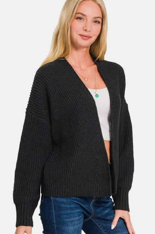 Open Front Drop Shoulder Sweater Cardigan