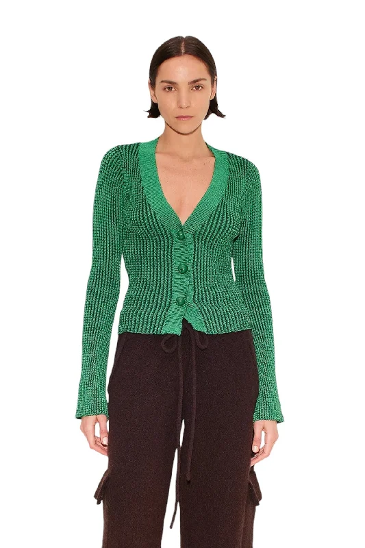 Peep Textured Knit Cardigan - Gummy Green