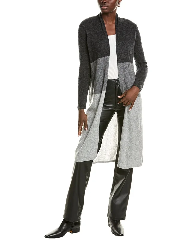 sofiacashmere Colorblocked Drape Cashmere Cardigan