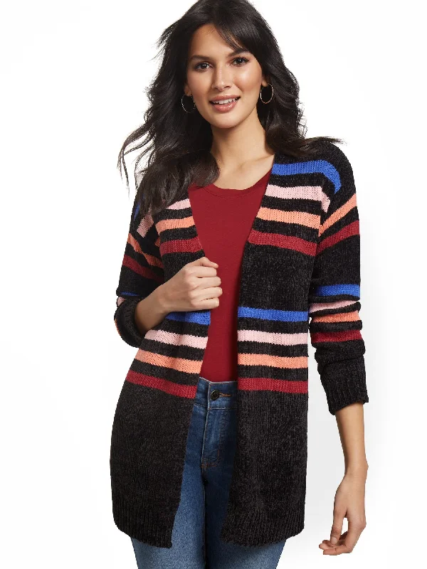 Striped Open Cardigan