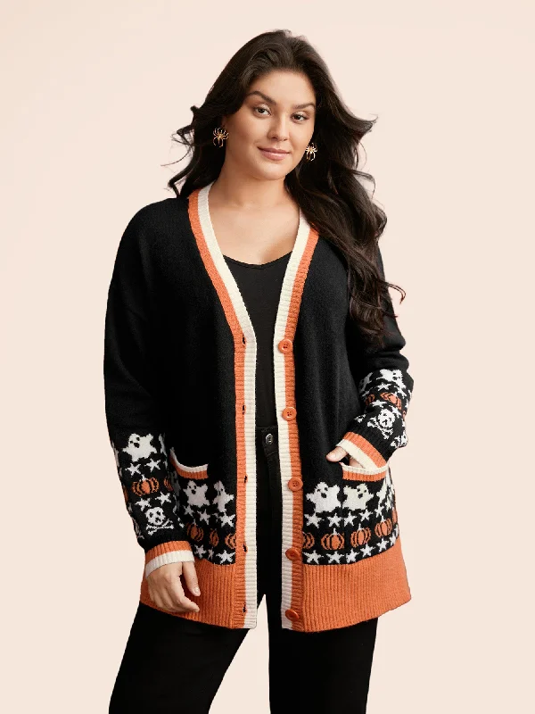 Supersoft Essentials Happy Hauntings Contrast Placket Cardigan