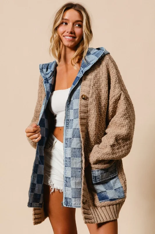 Denim and Knit Cardigan