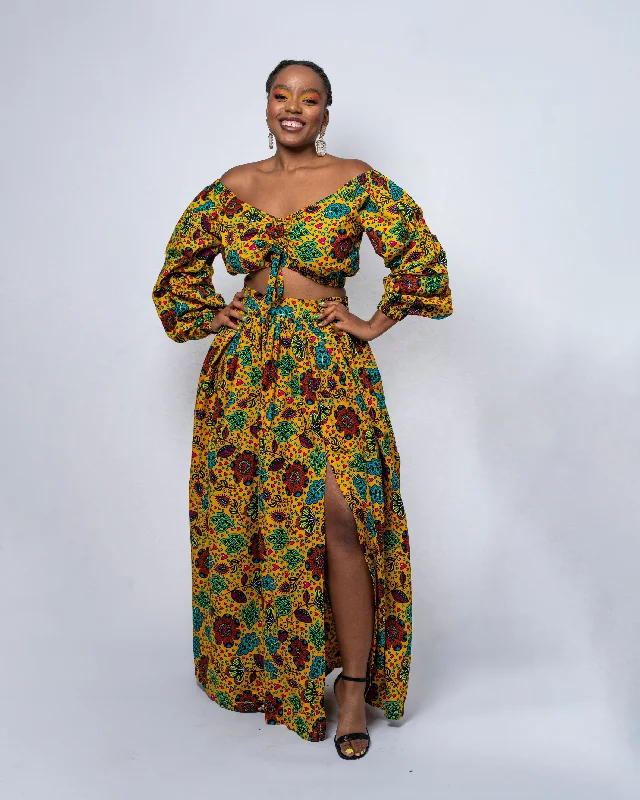 Anini Ankara Crop Top | Yellow Multicolored African Print