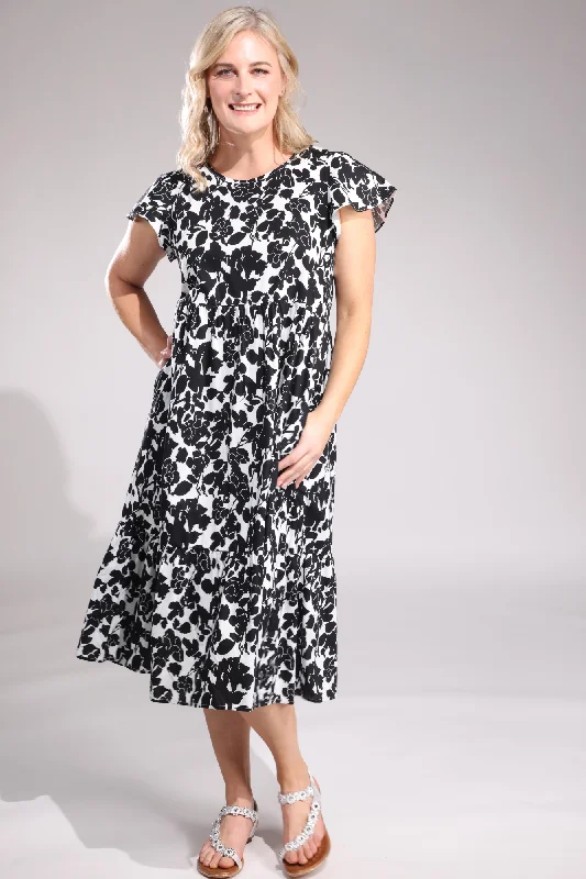 100% Cotton Dress | Black White Silhouette | 6523A1