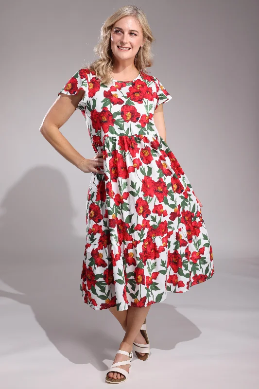 100% Cotton Dress | RED ROSE | 6523A1