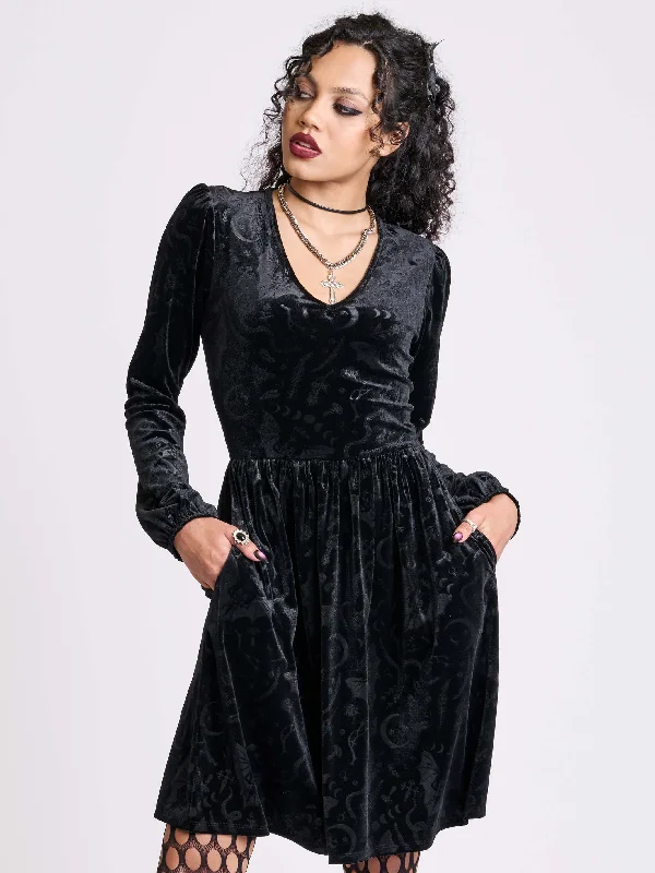 Embossed velvet dress