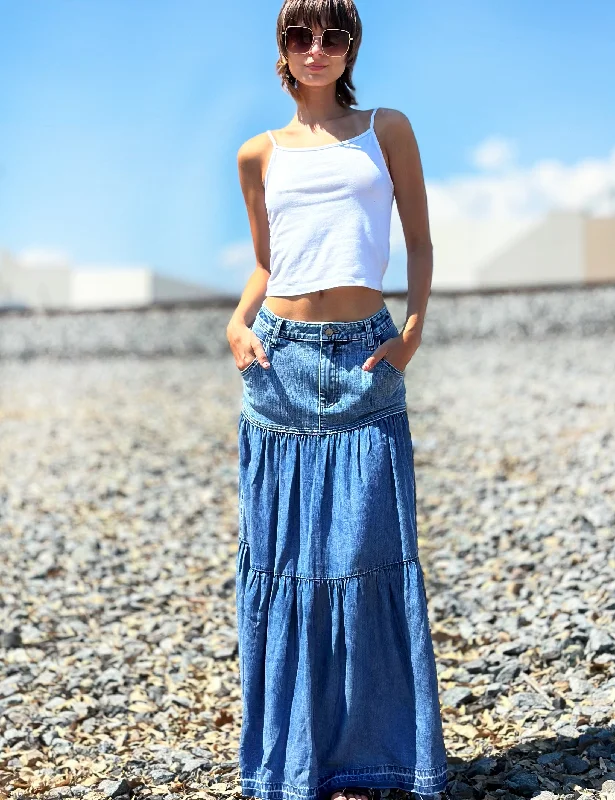 Fun Denim Maxi Skirt