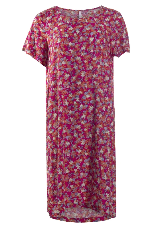 Printed Viscose Dress | Cerise Sky Tropics | 3341AR