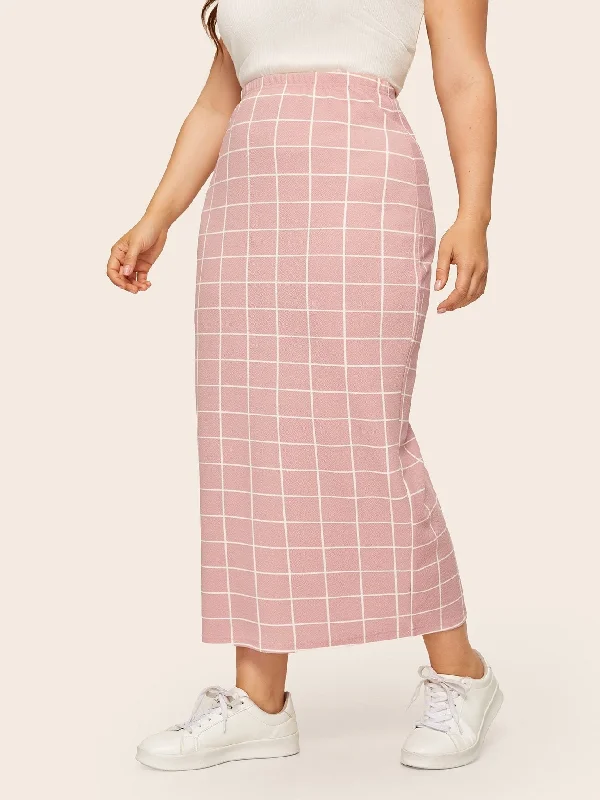 SHEIN Plus Elastic Waist Grid Skirt